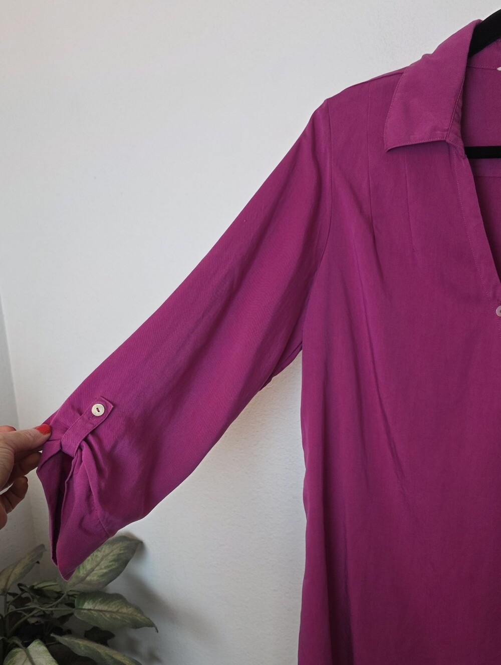 Soft Surroundings NWOT Pink Washed Tencel Button Tunic Magenta Pink Soft Size M - Picture 5 of 15